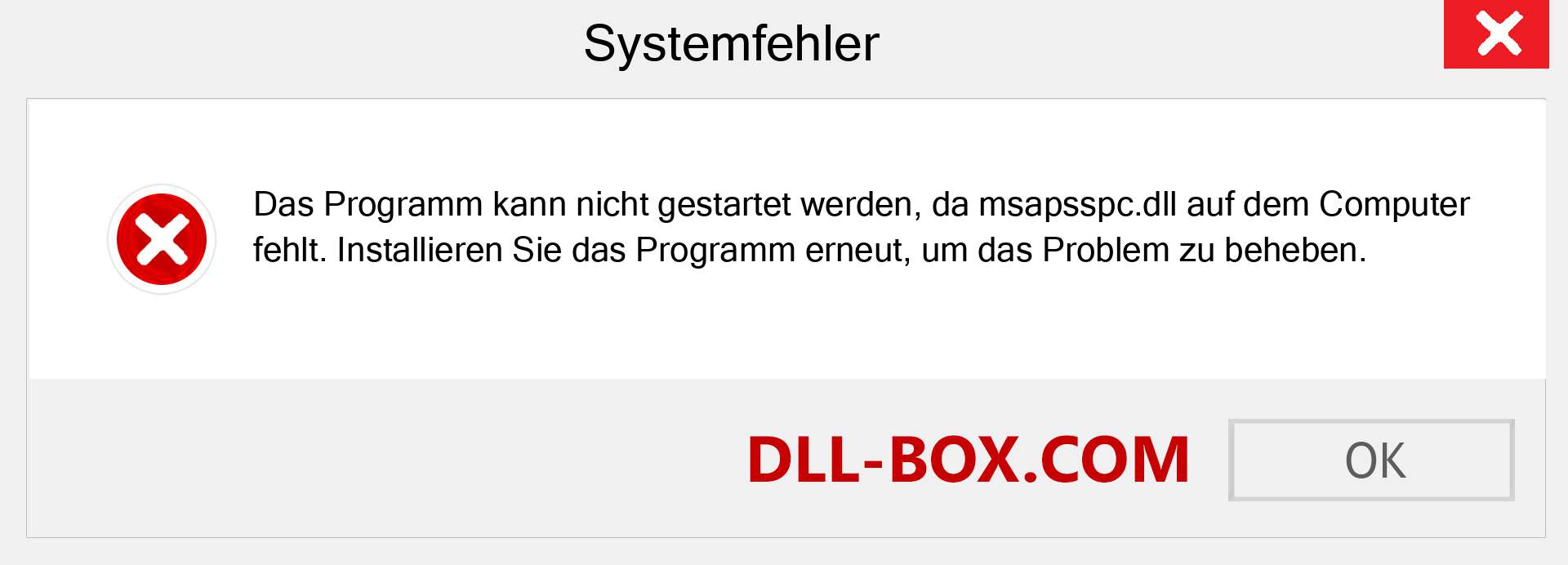 msapsspc.dll-Datei fehlt?. Download für Windows 7, 8, 10 - Fix msapsspc dll Missing Error unter Windows, Fotos, Bildern