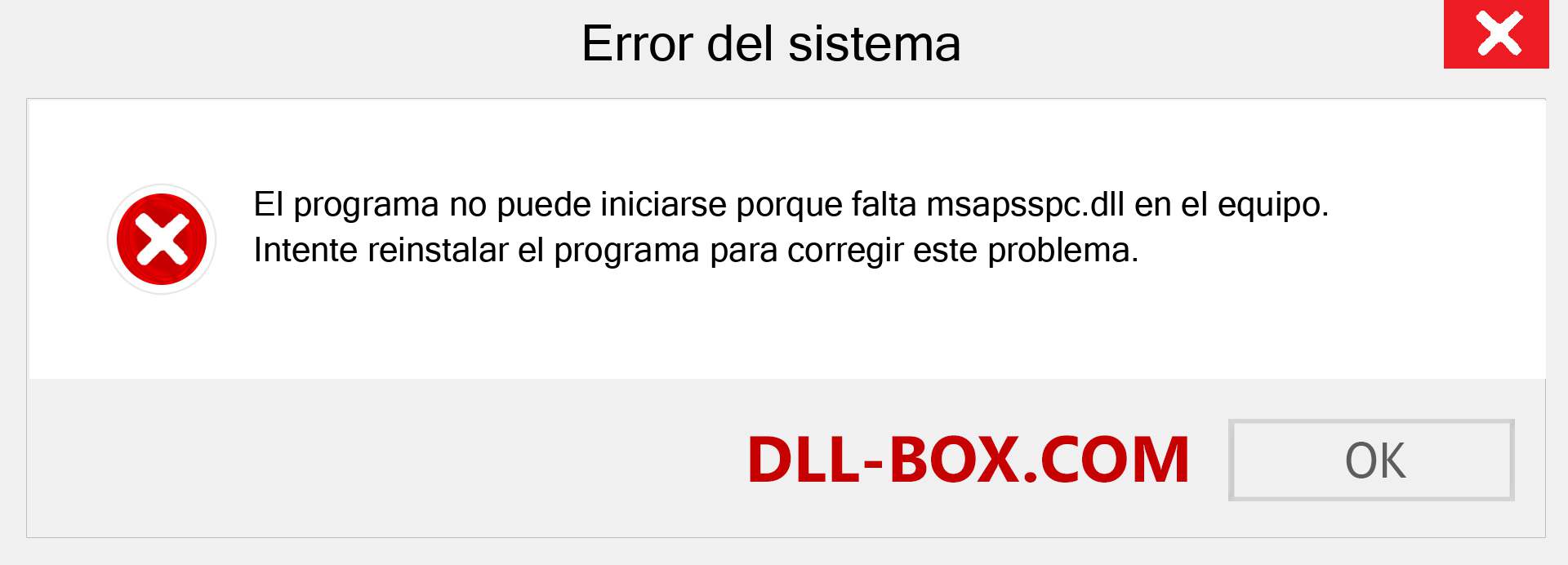 ¿Falta el archivo msapsspc.dll ?. Descargar para Windows 7, 8, 10 - Corregir msapsspc dll Missing Error en Windows, fotos, imágenes