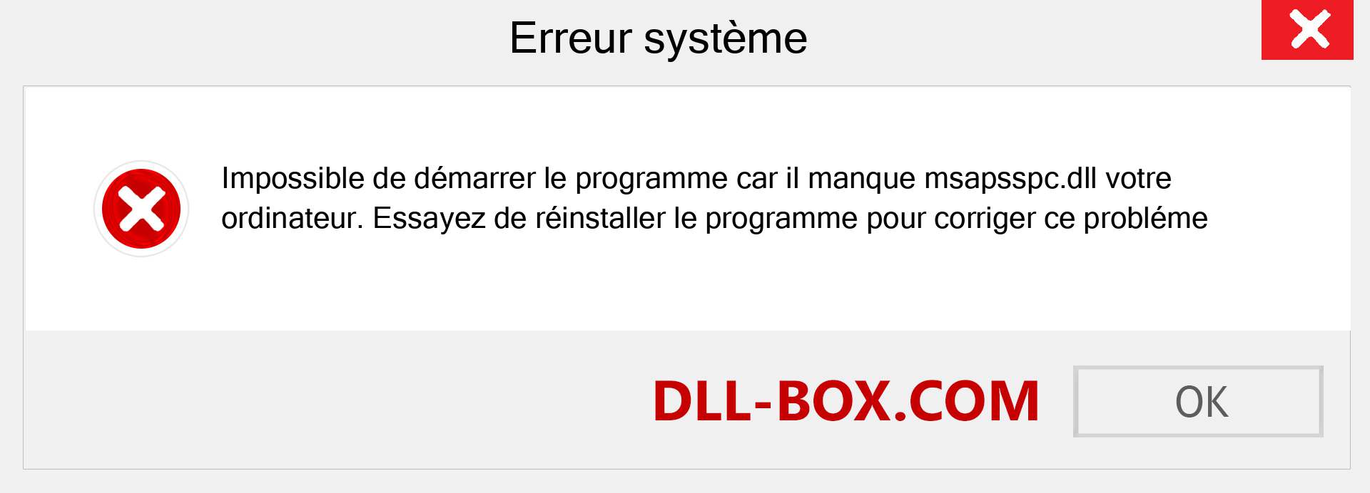 Le fichier msapsspc.dll est manquant ?. Télécharger pour Windows 7, 8, 10 - Correction de l'erreur manquante msapsspc dll sur Windows, photos, images